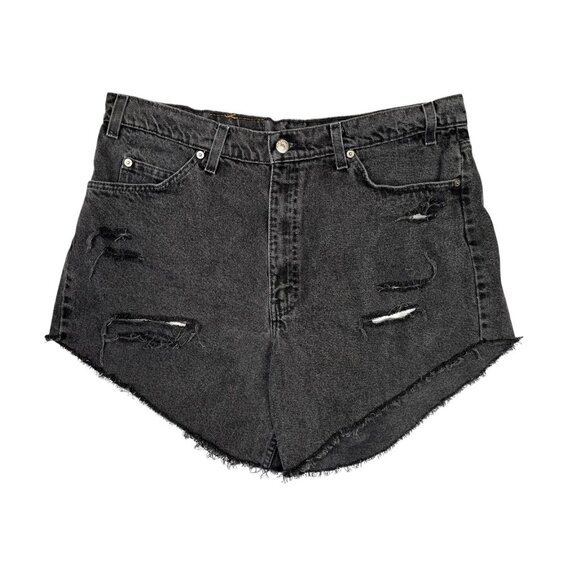Levis 550 Denim Shorts Womens 38 High Waist Mom Cut Off Jeans Booty Distressed - Picture 1 of 10